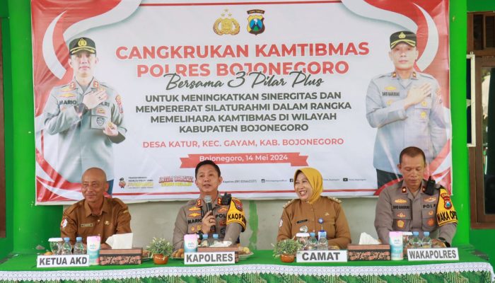 Jalin Silaturahmi, Polres Bojonegoro Gelar Cangkrukan Kamtibmas Bersama Tiga Pilar Plus di Gayam