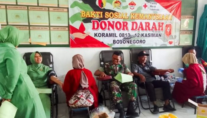 Koramil 12/Kasiman Kodim 0813 Bojonegoro gelar Bakti Sosial Donor Darah