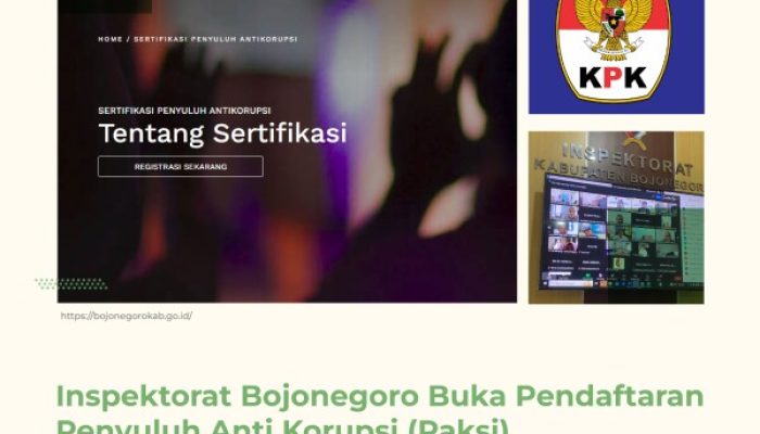 Inspektorat Bojonegoro Buka Pendaftaran Penyuluh Anti Korupsi (Paksi)