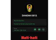 Waspada..!! Beredar Nomer Whatsapp Palsu Mengatasnamakan Dandim 0813 Bojonegoro