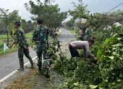 Pohon Tumbang Akibat Puting Beliung, Polisi di Bojonegoro Lakukan Evakuasi Cepat