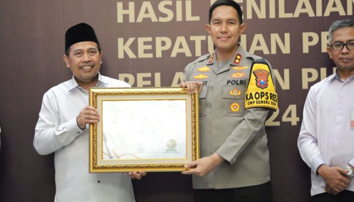 Polres Jombang Meraih Penghargaan Kepatuhan Pelayanan Publik dari Ombusman RI