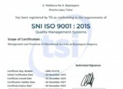 Berstandar Internasional, Dinas Pendidikan Bojonegoro Raih Sertifikat ISO 9001:2015