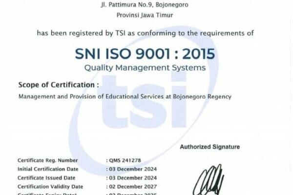 Berstandar Internasional, Dinas Pendidikan Bojonegoro Raih Sertifikat ISO 9001:2015