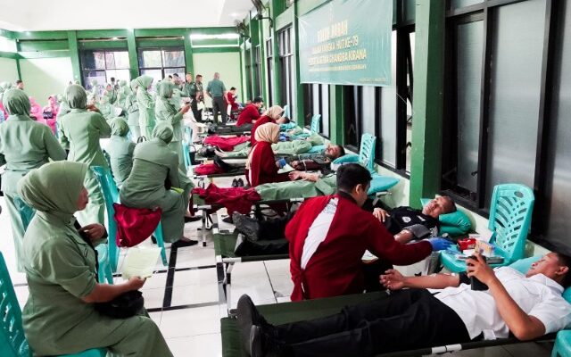 Tingkatkan Kepedulian Sosial, Kodim Bojonegoro gelar Donor Darah HUT ke- 79 Persit Kartika Chandra Kirana