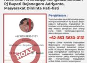 Beredar Akun WhatsApp Palsu Mengatasnamakan Pj Bupati Bojonegoro, Warga Diminta Waspada