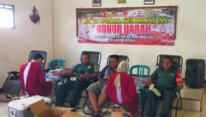 Koramil 0813-09/Sumberrejo Bojonegoro Gelar Bakti Sosial Donor Darah, 32 Kantong Terkumpul