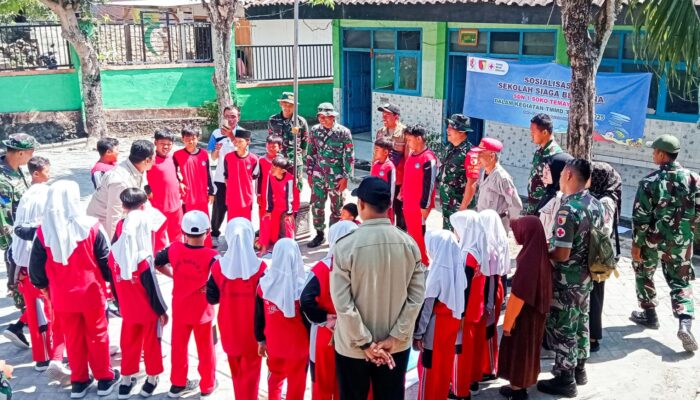 Satgas TMMD 125 Bojonegoro, PMI dan Tagana berikan Edukasi Sekolah Siaga Bencana