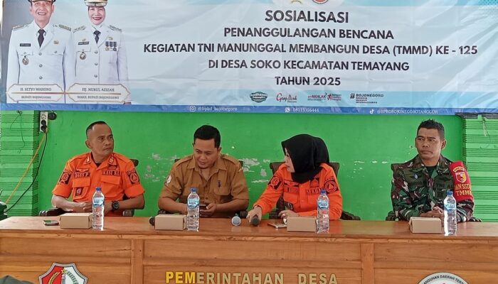 Tak Hanya Membangun, Satgas TMMD 125 dan BPBD Bojonegoro Beri Arahan Mitigasi Bencana