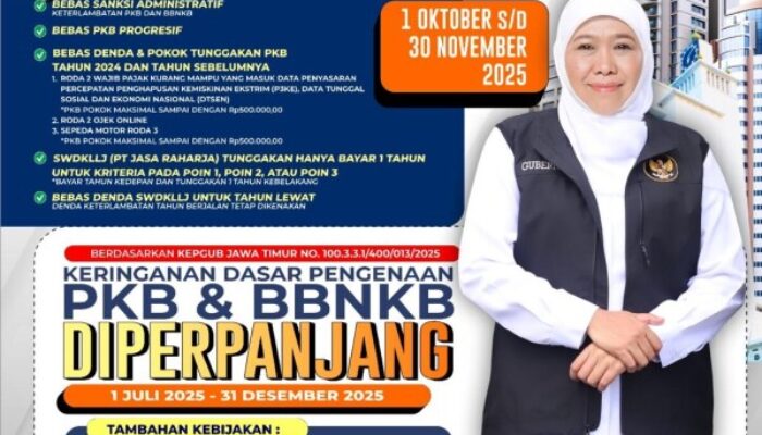 Segera Manfaatkan! Pemprov Jatim Perpanjang Keringanan Pajak Kendaraan Bermotor