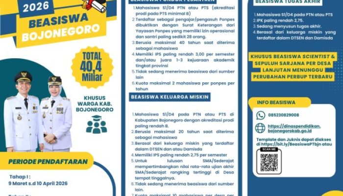 Kesempatan Emas! Pemkab Bojonegoro Buka Pendaftaran Beasiswa 2026, Cek Kategorinya di Sini