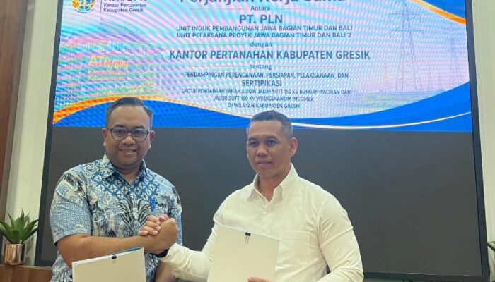 Sambut Hari Lahir Pancasila, PLN UIP JBTB dan Kantor Pertanahan Kab Gresik Teken Kerja Sama Kawal Proyek Strategis Nasional SUTT 150 kV Bungah-Paciran dan Wringinanom