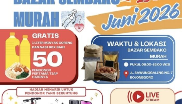 Peringati Hari Donor Darah Sedunia, PMI Bojonegoro Gelar Donor Massal Berhadiah dan Bazar Sembako Murah