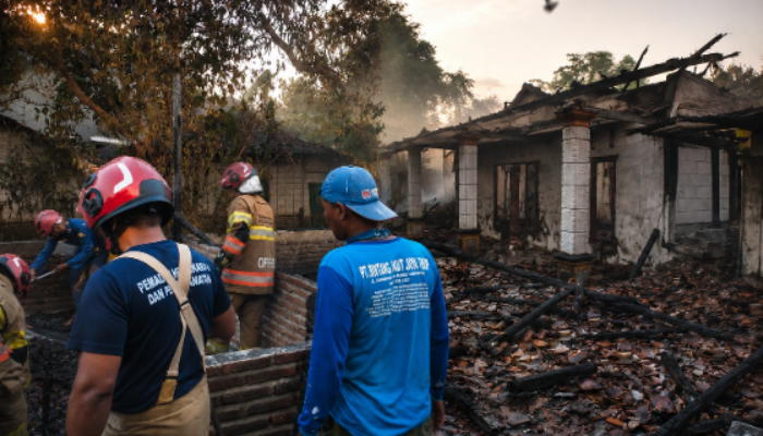Dipicu Korsleting Pompa Air, Rumah Warga Sambongrejo Sumberrejo Ludes Terbakar, Kerugian Capai Rp250 Juta