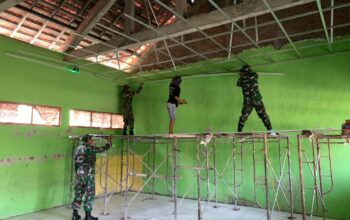 Kerap Bocor Saat Hujan, 4 Ruang Kelas SDN Kesongo I Akhirnya Digeruduk Pasukan TMMD 129