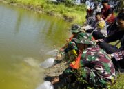 Perkuat Pangan Perbatasan, 11 Ribu Benih Ikan Nila dan Tawes Ditebar di Embung TMMD 129