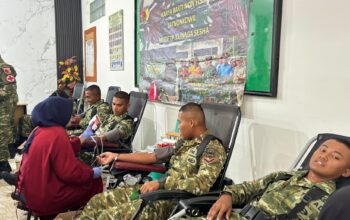 Brigif TP 33/NS Gelar Donor Darah di Puskesmas Dander, Perkuat Stok Darah PMI Bojonegoro