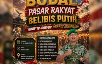 Peringati HUT ke-1 dan HUT ke-81 RI, Yonif TP-885 Gelar Pasar Rakyat untuk Gerakkan UMKM Bojonegoro