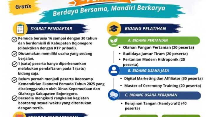 Cetak Wirausaha Muda Berkualitas, Dinpora Bojonegoro Buka Bootcamp Kemandirian Ekonomi Pemuda 2026