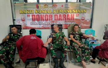 Kumpulkan 30 Kantong Darah, Koramil 0813-09/Sumberrejo Gelar Donor Darah Bersama PMI Bojonegoro