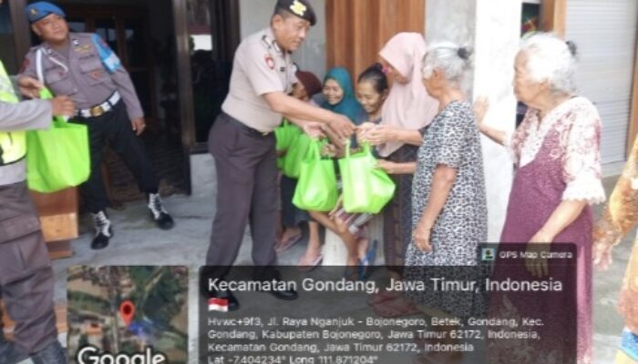 Polsek Gondang Salurkan Bantuan Sembako untuk 10 Janda di Desa Betek Bojonegoro